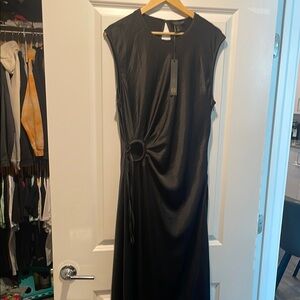House of Harlow 1960 Black Asymmetrical Ruched Maxi Dress